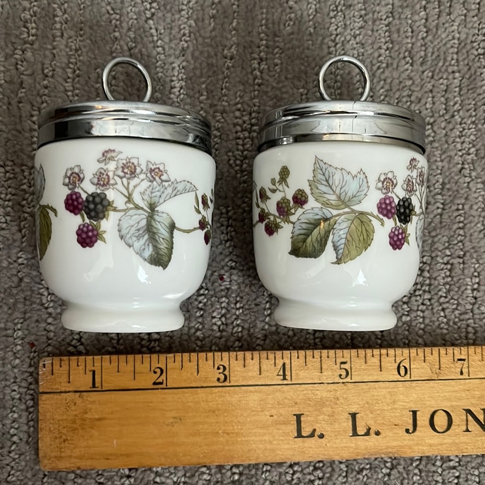 Two porcelain egg poachers made in England. Vintage royal Westchester